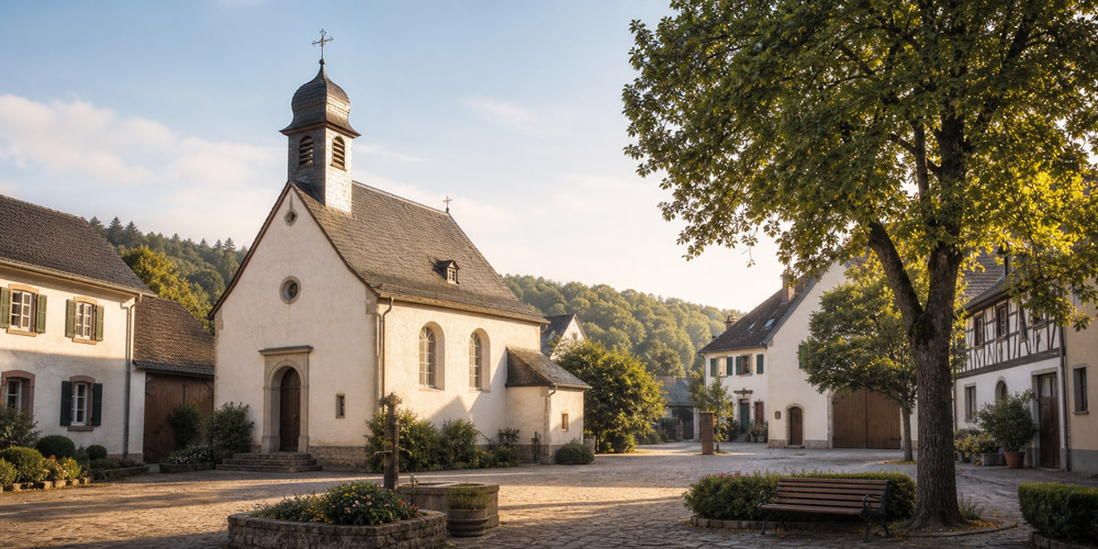 Dorfplatz mit Ortskirche in Koblenz-Immendorf